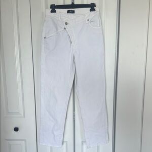 7 For All Mankind White Ankle Cropped Jeans Crossover 27
